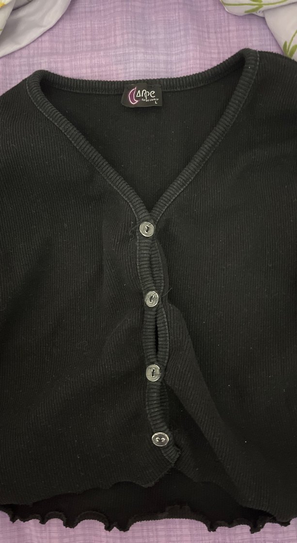 Siyah Düğmeli Uzun Kollu Kız Bolero - Görsel 4