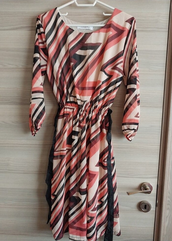 Kadın şifon elbise midi boy - Görsel 3