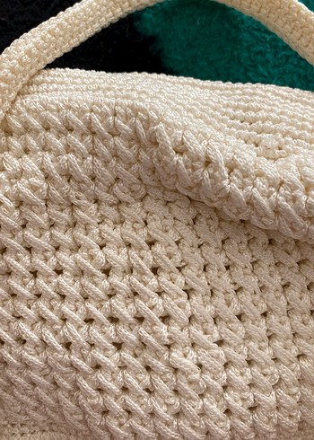 Beyaz Örgü Bohem Kadın Çanta - Görsel 3