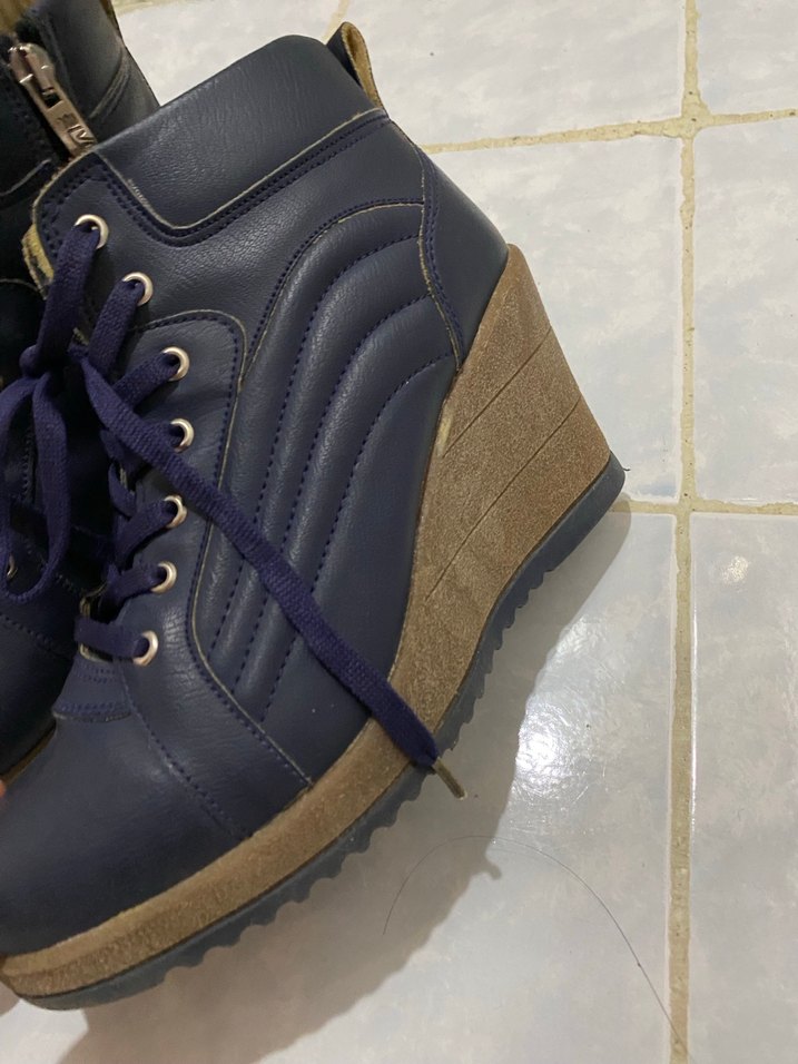 Koyu Mavi Kadın Dolgu Topuklu Bot - Görsel 3