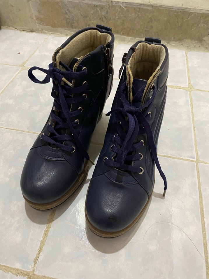 Koyu Mavi Kadın Dolgu Topuklu Bot - Görsel 2