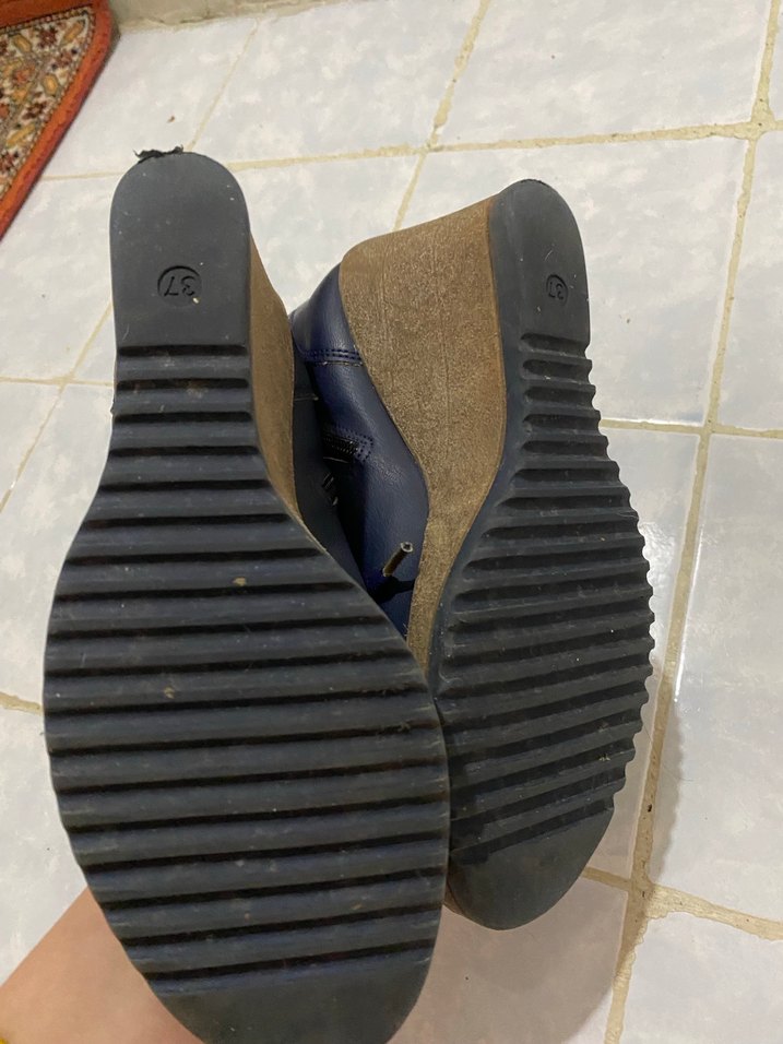 Koyu Mavi Kadın Dolgu Topuklu Bot - Görsel 4