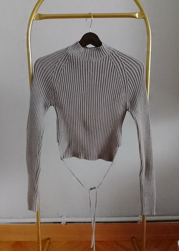 Pull&bear Gri Yüksek Yakalı İnce Triko Kadın Kazak - Görsel 2