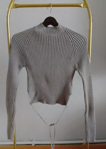 Pull&bear Gri Yüksek Yakalı İnce Triko Kadın Kazak - Görsel 4