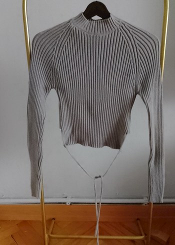 Pull&bear Gri Yüksek Yakalı İnce Triko Kadın Kazak - Görsel 3