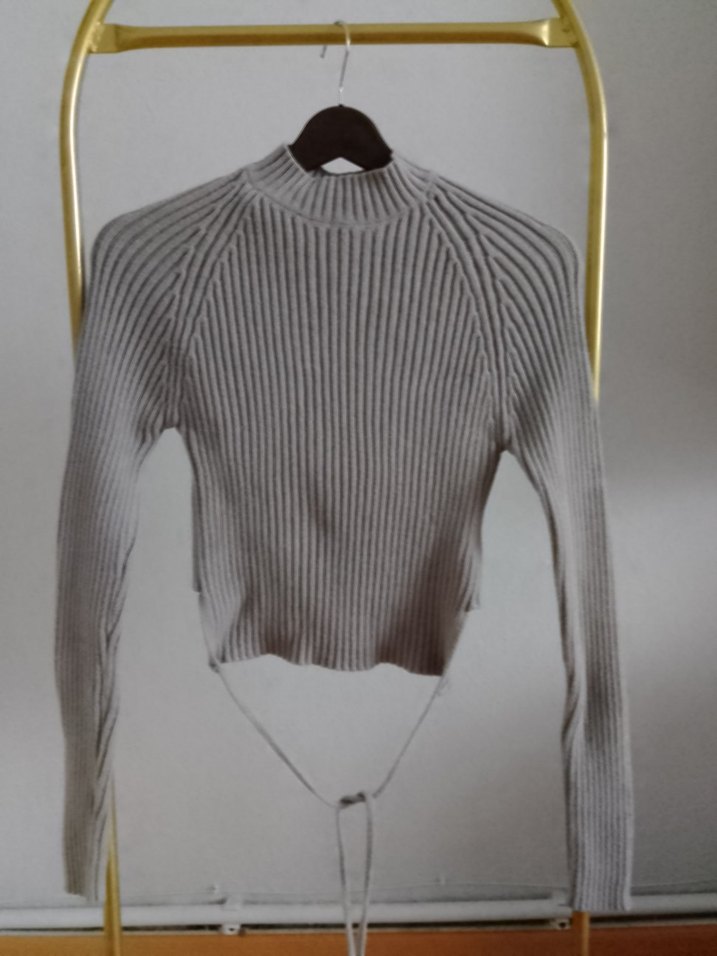 Pull&bear Gri Yüksek Yakalı İnce Triko Kadın Kazak - Görsel 4