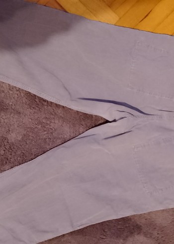 Gri Bol Kesim Midi Keten Kadın Pantolon - Görsel 3