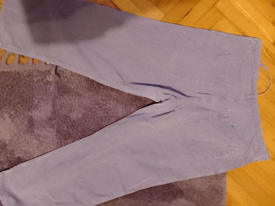 Gri Bol Kesim Midi Keten Kadın Pantolon - Görsel 3