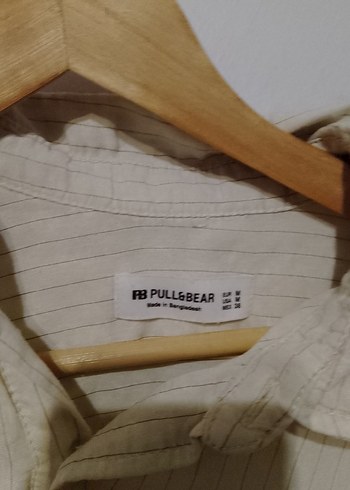 Bej Keten Kadın Gömlek, Kısa Kollu, Düğmeli - Görsel 2