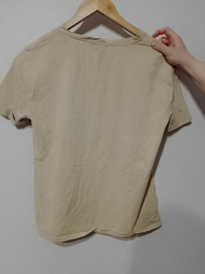 Bej Baskılı Pamuklu Hamile Tişörtü - Görsel 3