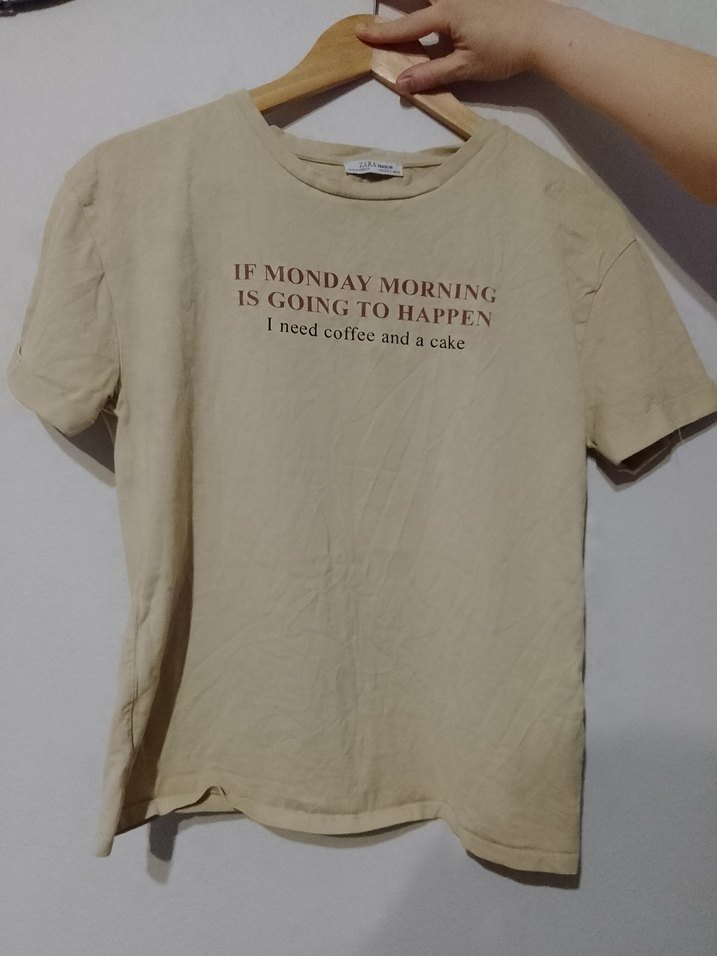 Bej Baskılı Pamuklu Hamile Tişörtü - Görsel 2