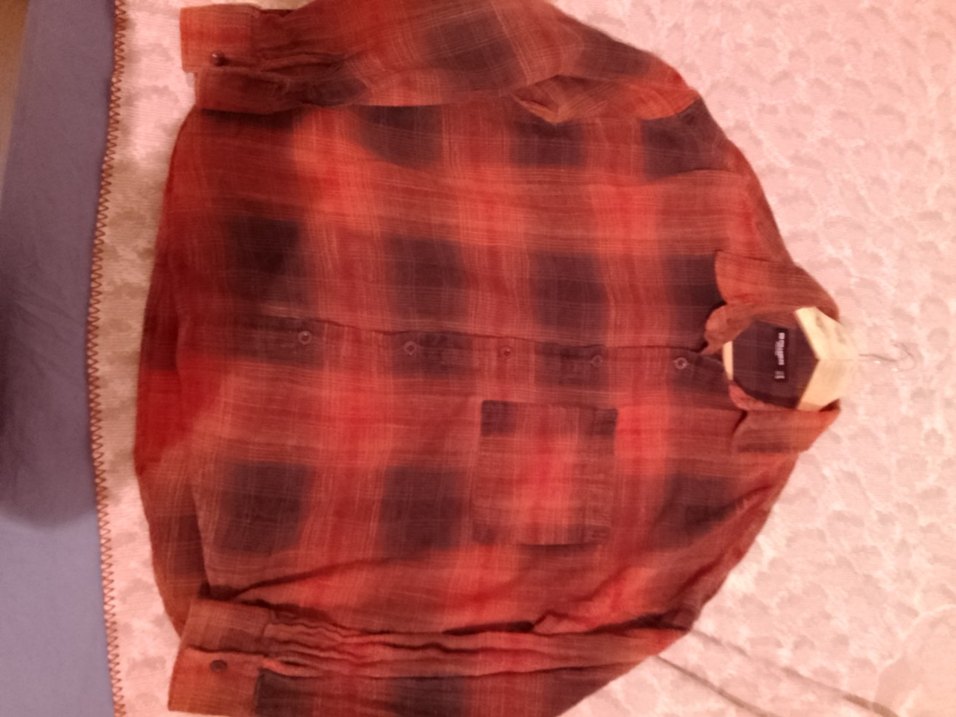 Koyu Kırmızı Batik Desenli Bol Kesim Gömlek - Görsel 3