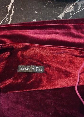 s Beden Zechka üst kadife bordo crop