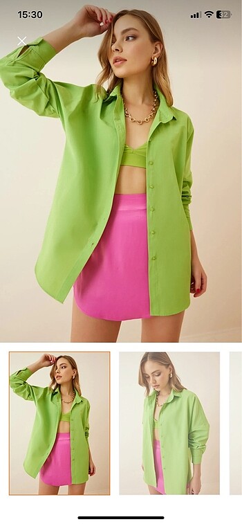 Trendyol & Milla Yeşil oversize gömlek