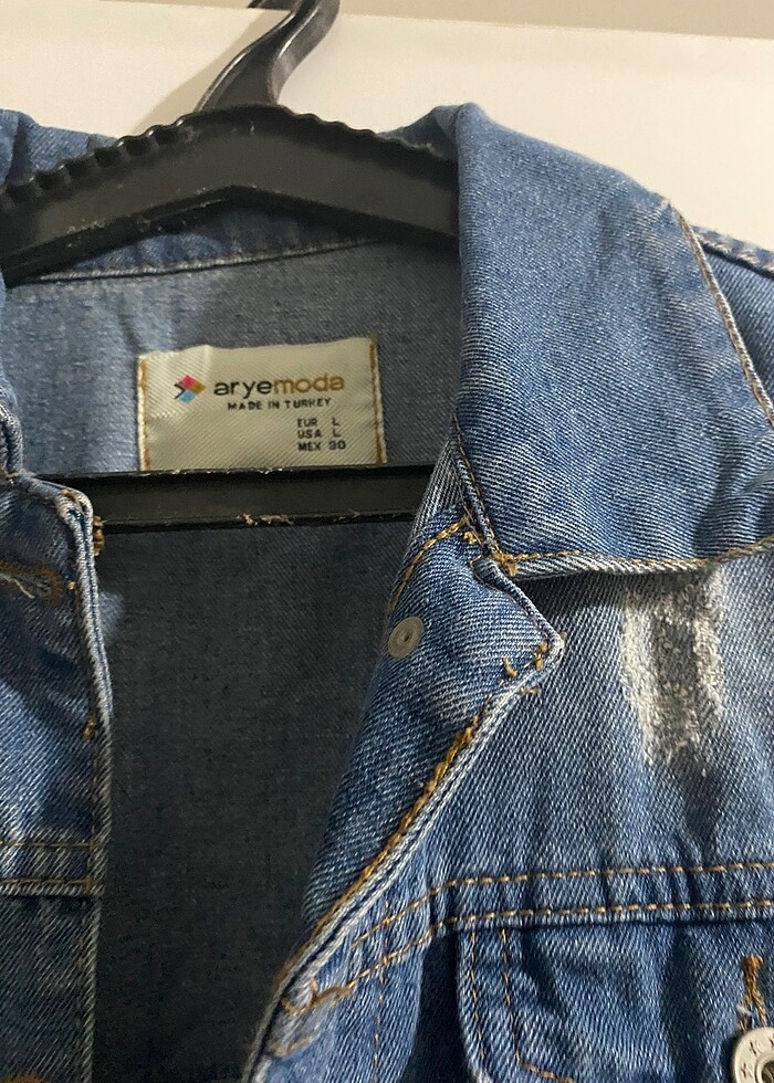 L beden uzun kot ceket - Görsel 3