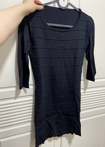 Siyah Kadın Midi Triko Elbise - Görsel 2