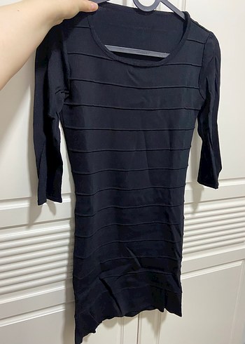 Siyah Kadın Midi Triko Elbise - Görsel 3