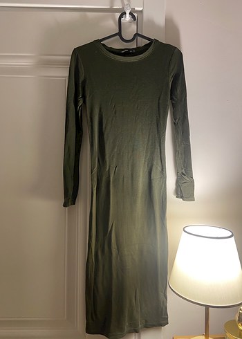 Kadın Haki Uzun Kollu Kalem Elbise - Görsel 2