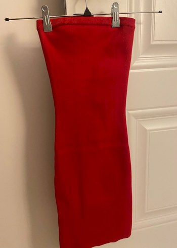 Kırmızı Straplez Mini Elbise - Görsel 2