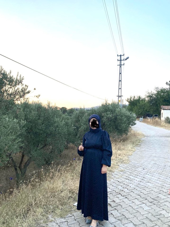 Lacivert elbise - Görsel 2