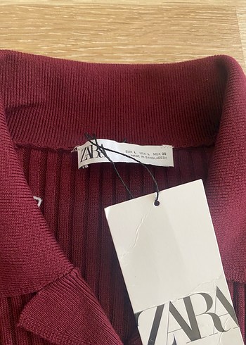 Zara Bordo Düğmeli Uzun Kollu Kadın Kazak
