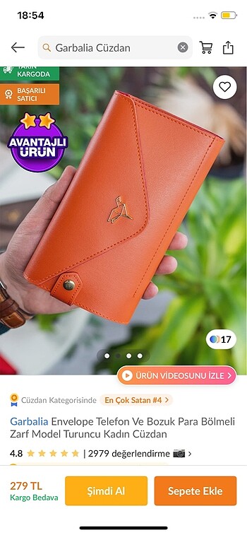 Garbalia Turuncu Kadın Cüzdan