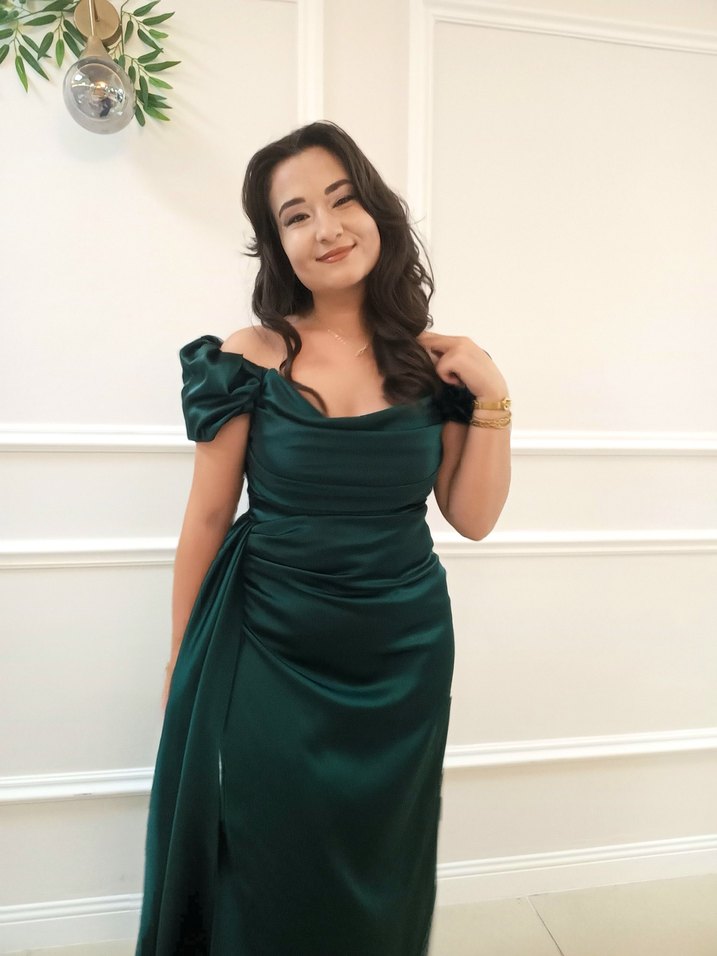 Saten Uzun Kadın Abiye Elbise - Görsel 3