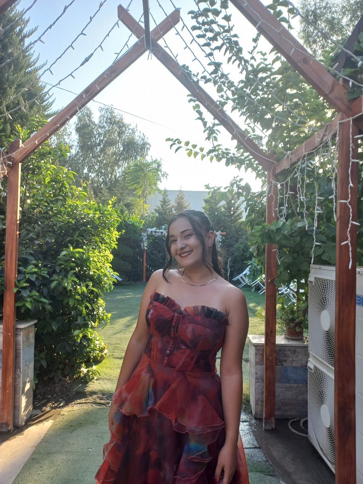 Kırmızı Straplez Bohem Uzun Abiye Elbise - Görsel 4