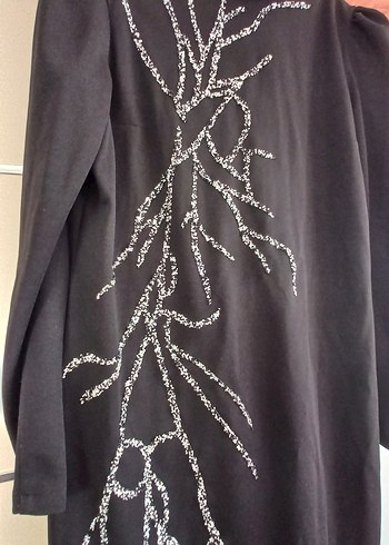 Nakış Detaylı Uzun Kollu Siyah Triko Elbise - Görsel 2