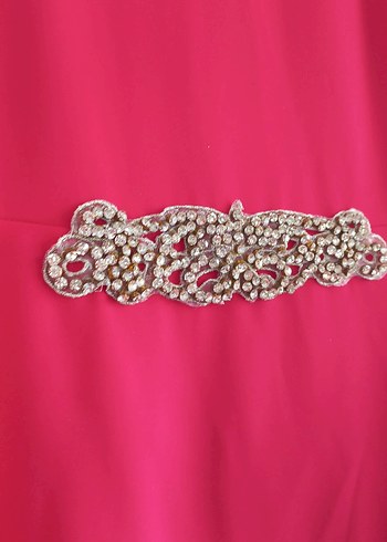 Pembe şifon  uzun kollu abiye - Görsel 3