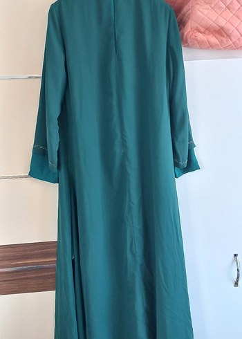 Yeşil uzun şifon elbise - Görsel 9