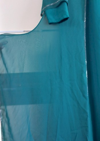 Yeşil uzun şifon elbise - Görsel 3