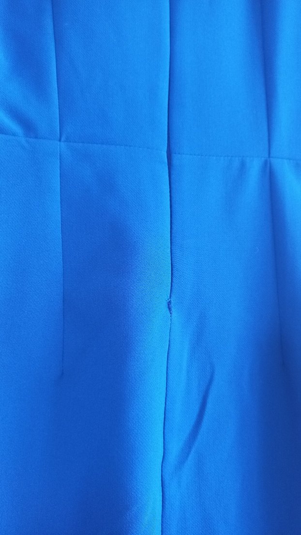 Mavi Uzun Pilili V Yaka Abiye Elbise - Görsel 5