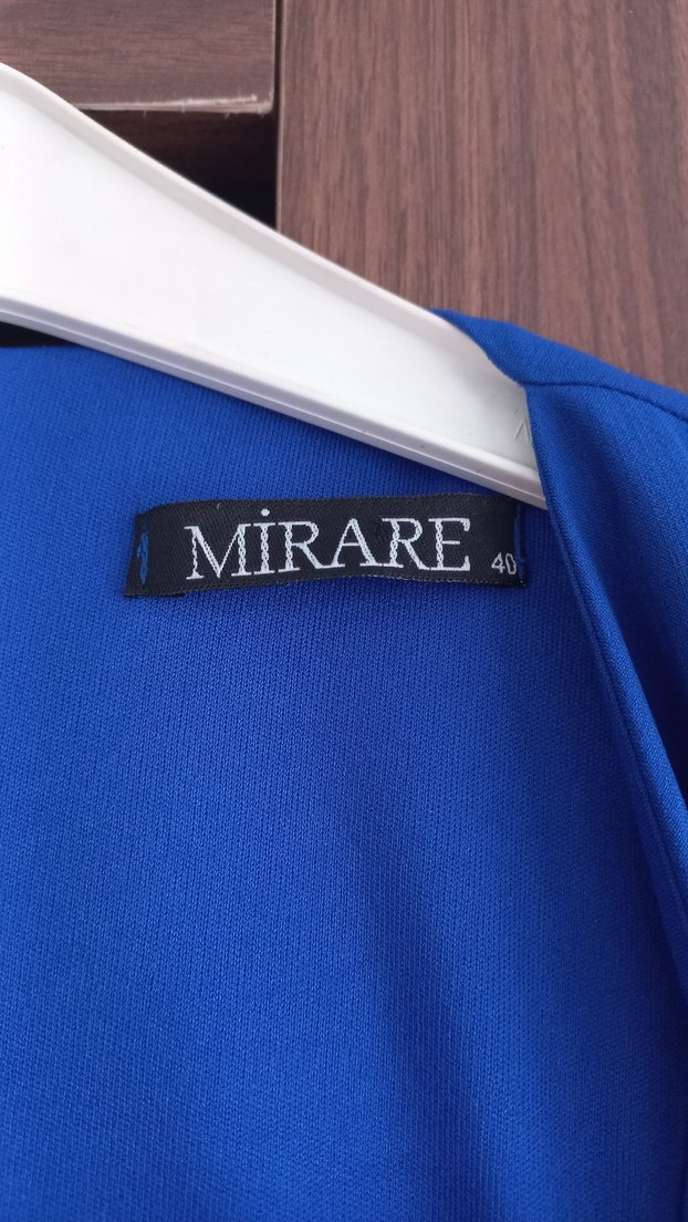 Mavi Uzun Pilili V Yaka Abiye Elbise - Görsel 3