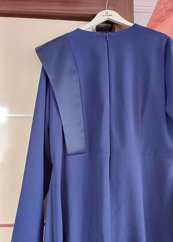 Drapeli Mavi Uzun Abiye Elbise - Görsel 9