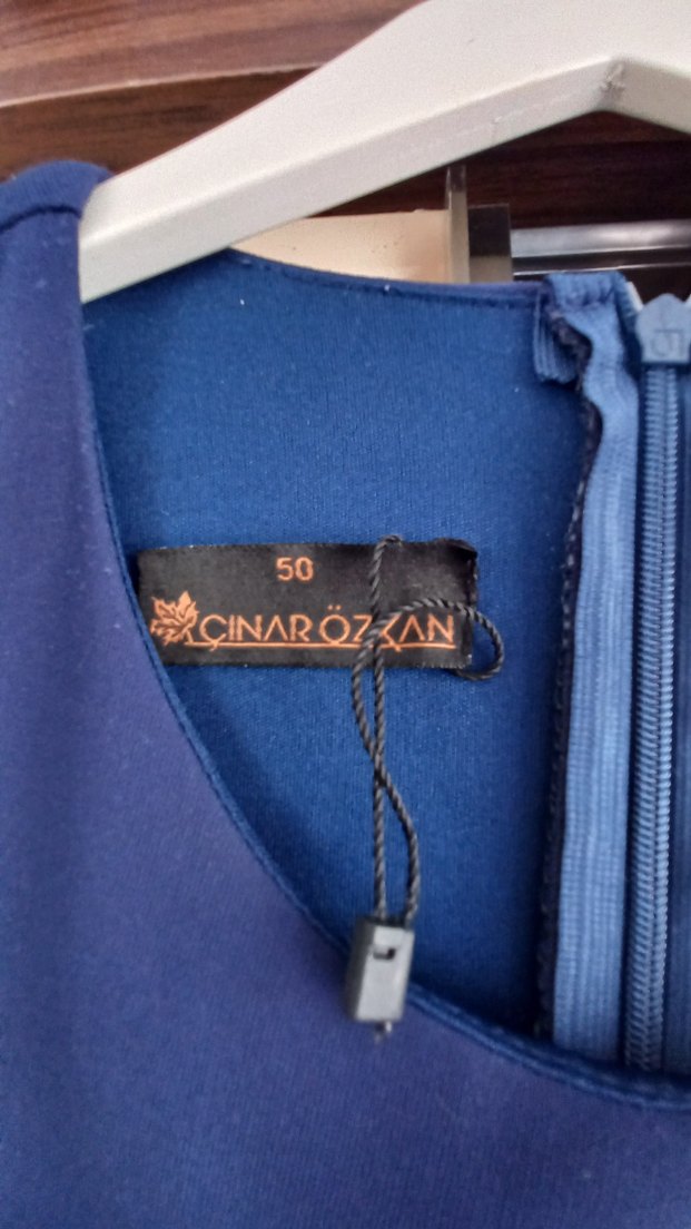 Drapeli Mavi Uzun Abiye Elbise - Görsel 5