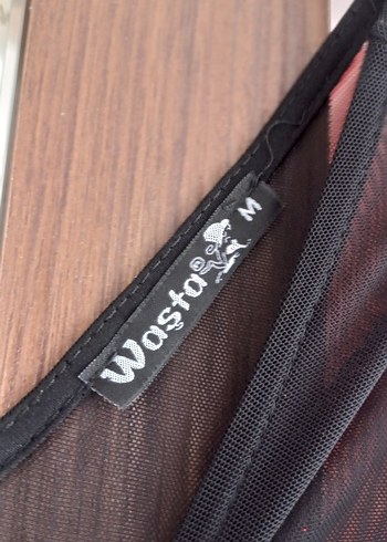 Kırmızı Siyah Uzun Drapeli Elbise - Görsel 3