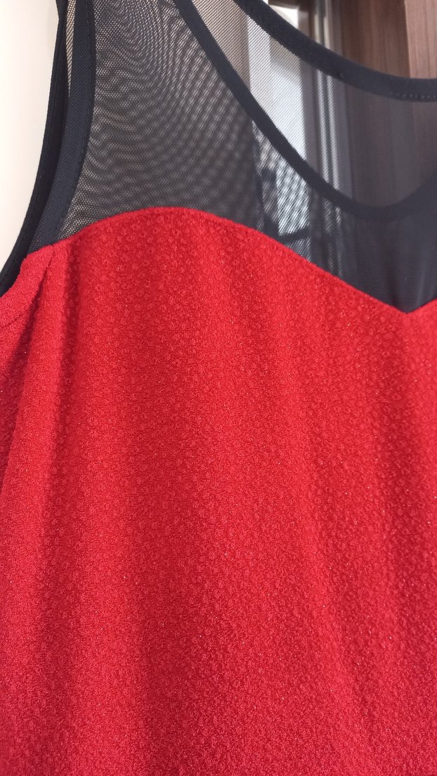 Kırmızı Siyah Uzun Drapeli Elbise - Görsel 4