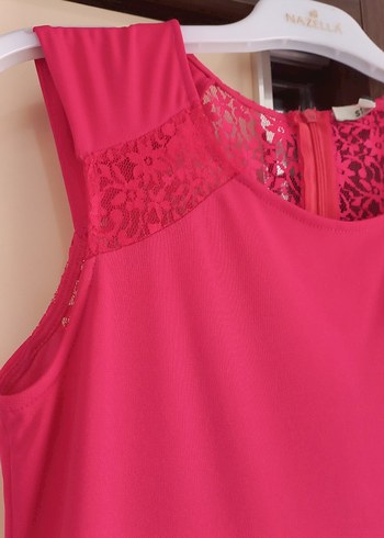 Pembe Uzun Drapeli V Yakalı Abiye Elbise - Görsel 2