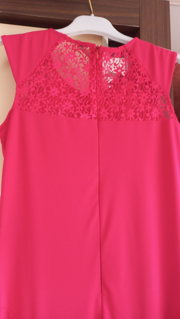 Pembe Uzun Drapeli V Yakalı Abiye Elbise - Görsel 4