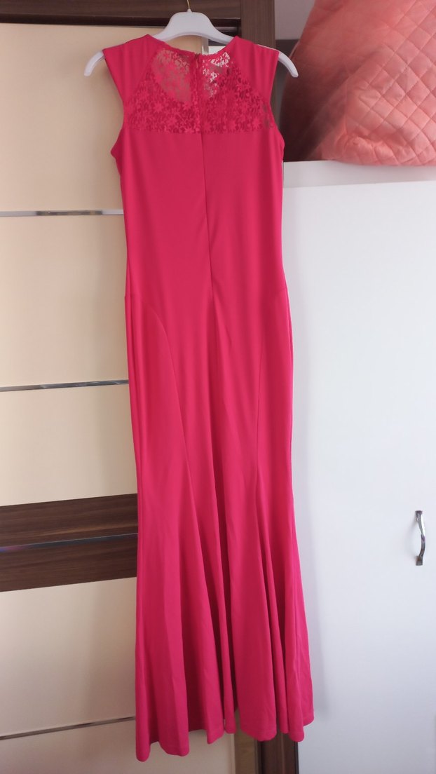 Pembe Uzun Drapeli V Yakalı Abiye Elbise - Görsel 5