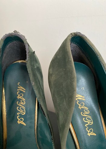 Klasik Yeşil Süet Stiletto Topuklu Ayakkabı - Görsel 2