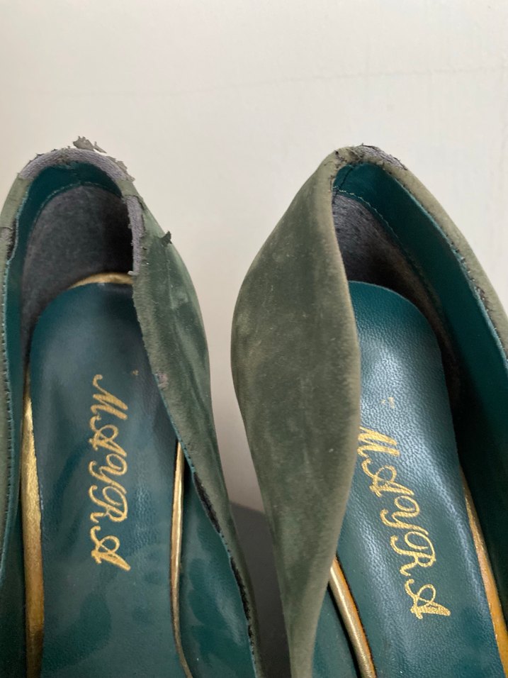 Klasik Yeşil Süet Stiletto Topuklu Ayakkabı - Görsel 2