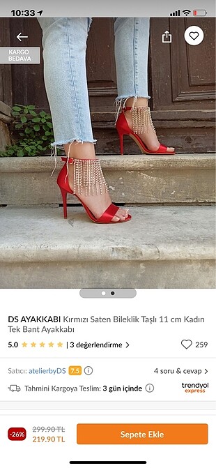 Saten kırmızı topuklu ayakkabı
