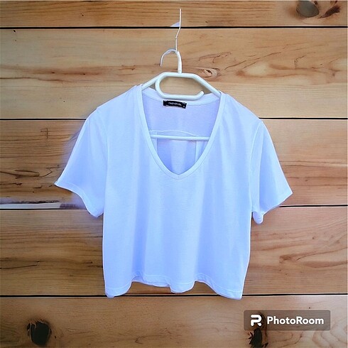 m Beden Trendyol beyaz yazlık crop tişört