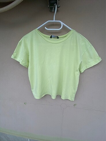 m Beden yeşil Renk Select fıstık yeşili pamuklu crop tişört