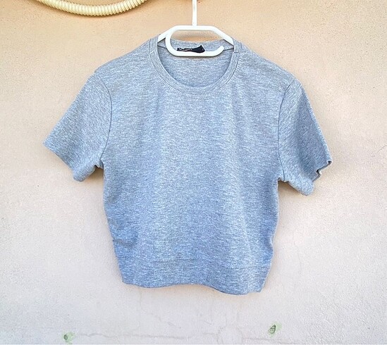 Koton Gri fitilli crop tişört