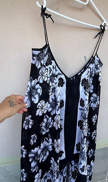 Tülbent askılı pareo elbise - Görsel 6