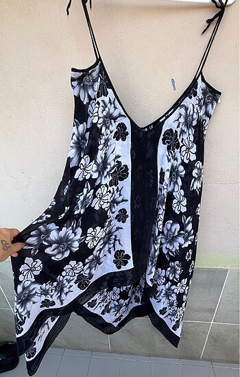 Tülbent askılı pareo elbise - Görsel 7