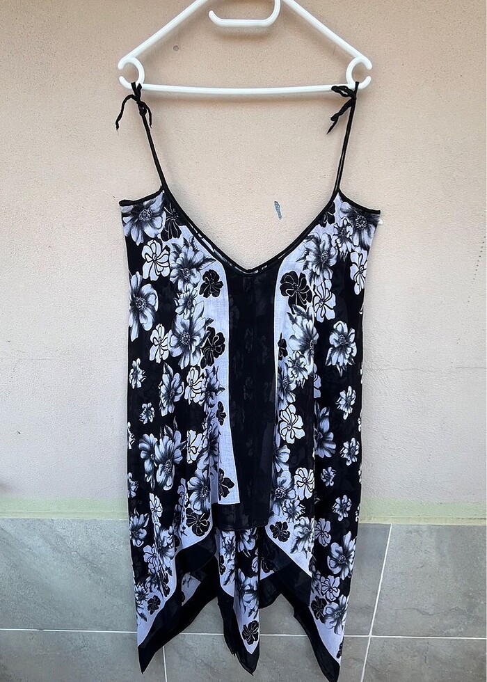 Tülbent askılı pareo elbise - Görsel 4